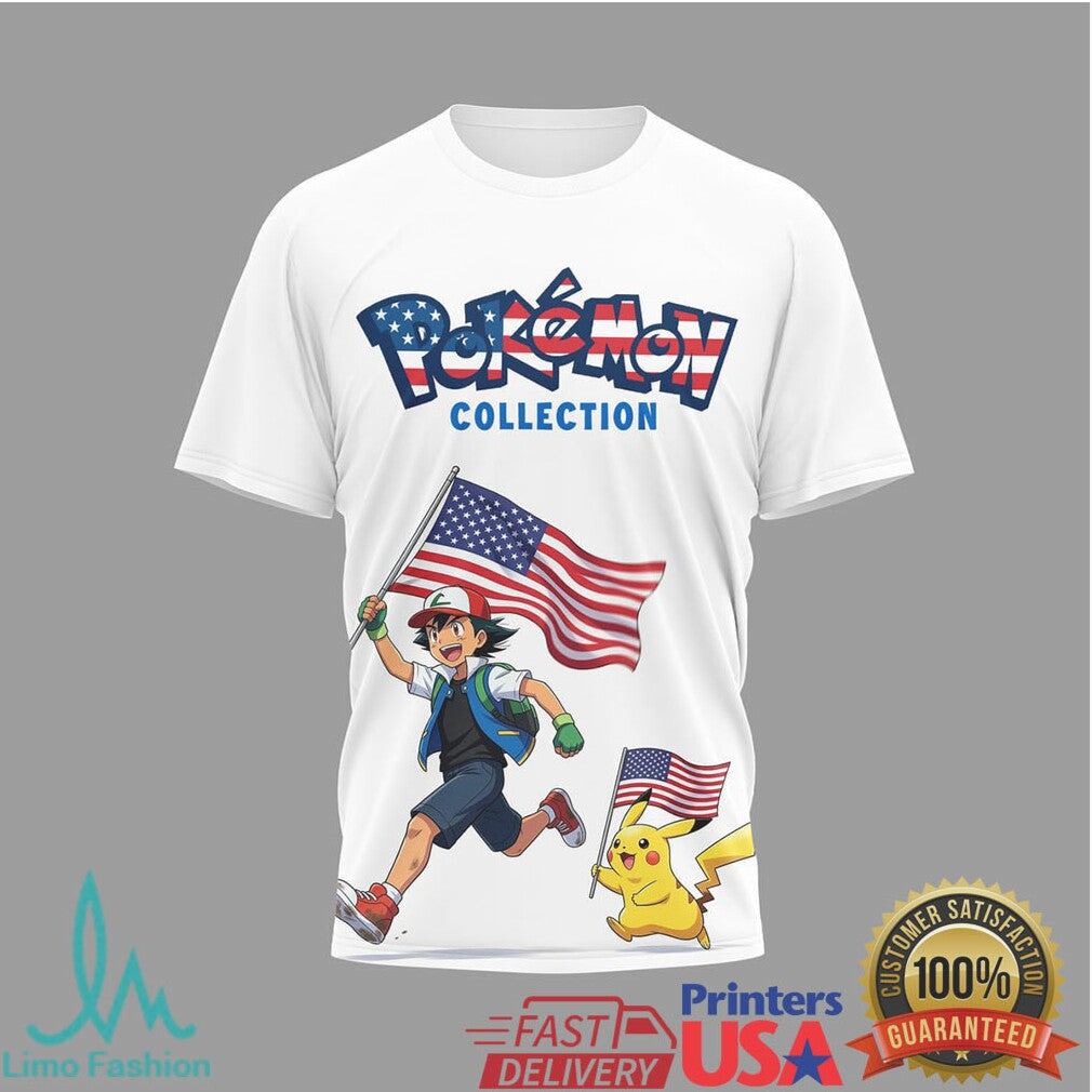Pokémon Ash & Pikachu United States 250th Anniversary 1776 2026 T Shirt - Limotees LLC