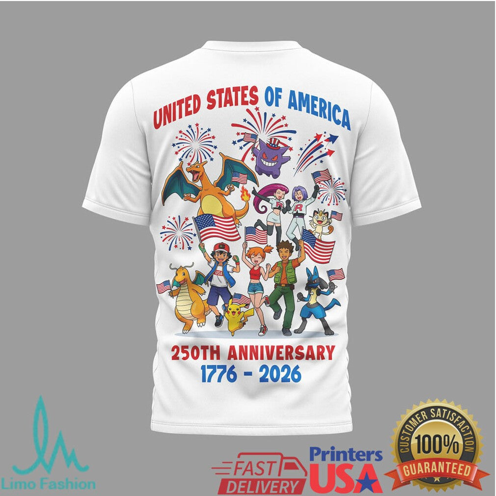Pokémon Collection Ash & Pikachu US 250th Anniversary T Shirt - Limotees LLC