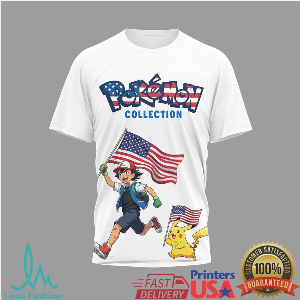 Pokémon Collection Ash & Pikachu US 250th Anniversary T Shirt - Limotees LLC