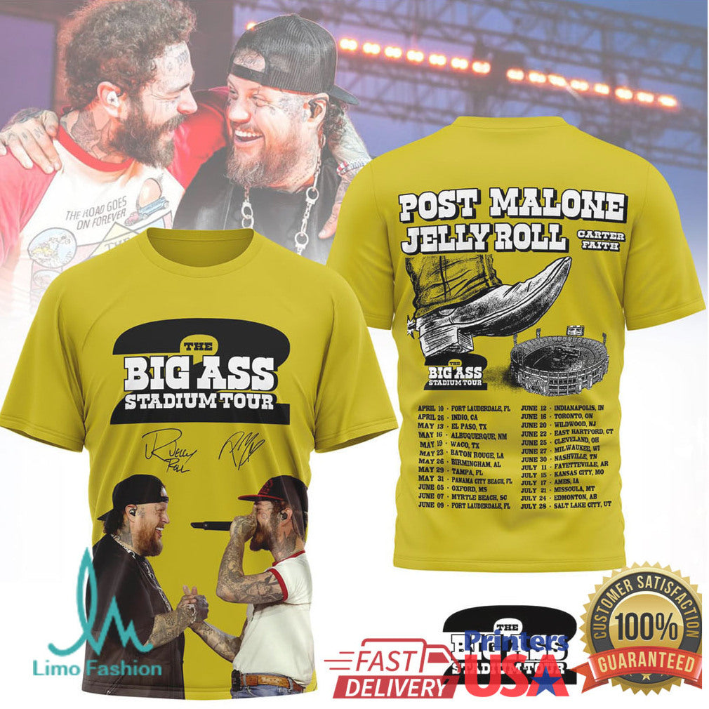 Post Malone x Jelly Roll The Big Ass Stadium Tour 2025 Merchandise - Limotees LLC