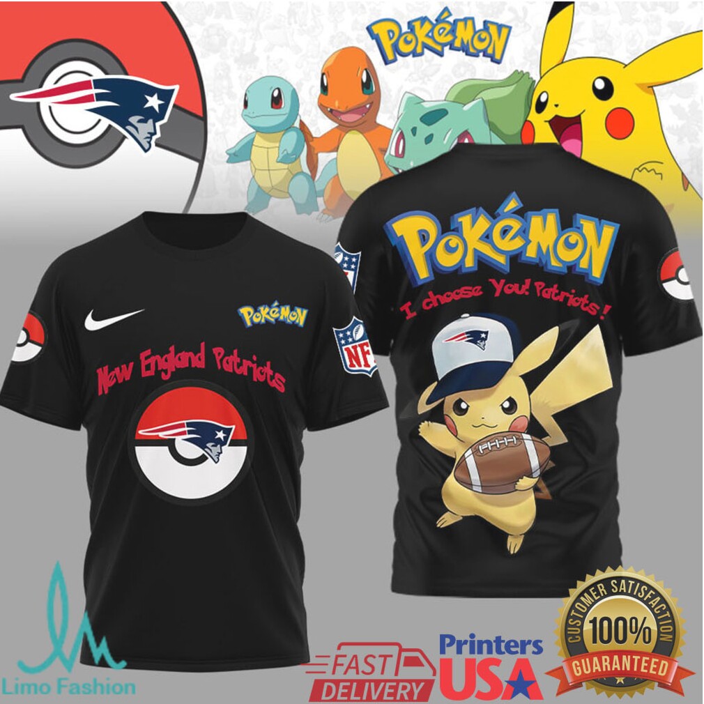 New England Patriots Official NFL I Choose You Pikachu 3D Shirt