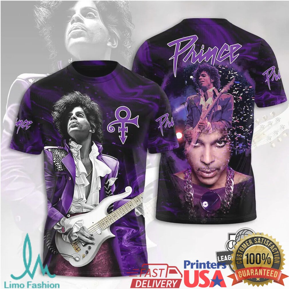 Prince Purple Rain Tribute Vintage Graphic All Over Print T Shirt - Limotees LLC