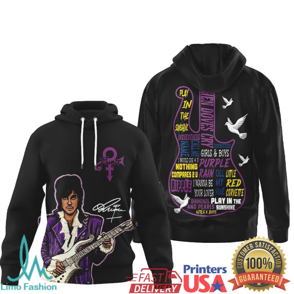 Prince When Doves Cry Purple Rain Signature Guitar Tribute t shirt - Limotees LLC