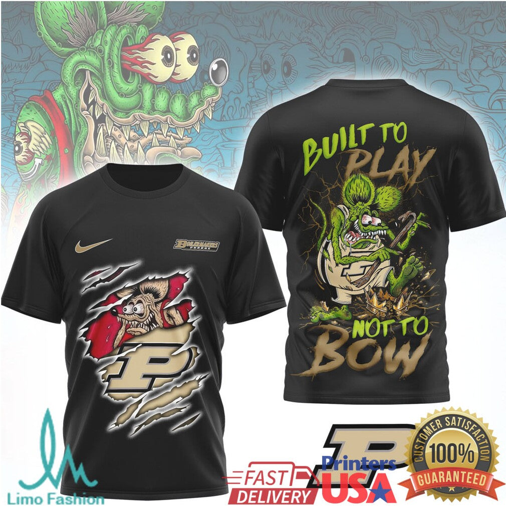 Purdue Boilermakers Rat Fink Style Built To Play Not To Bow T Shirt - Limotees LLC
