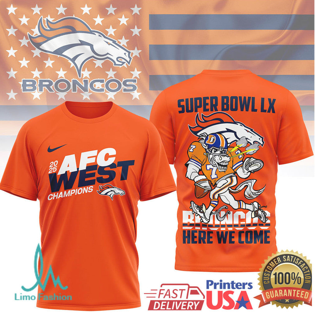 Denver Broncos Official Super Bowl LX NFL 2025 Division Champions 3D Shirt - Limotees LLC