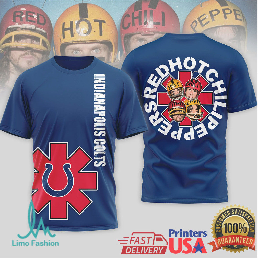 Indianapolis Colts Official NFL Red Hot Chilli Peppers 3D Shirt - Limotees LLC