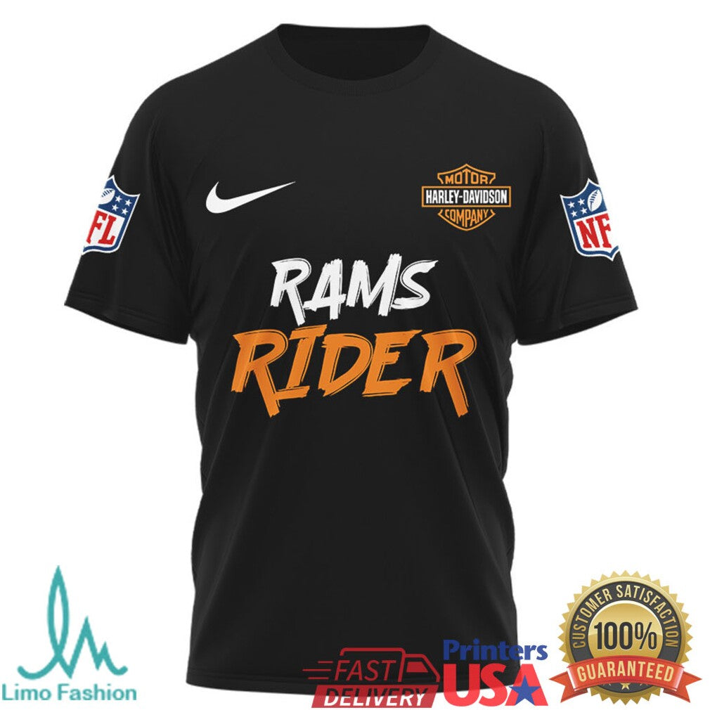 Los Angeles Rams Official NFL Ghost Rider Harley Davidson 3D Shirt - Limotees LLC