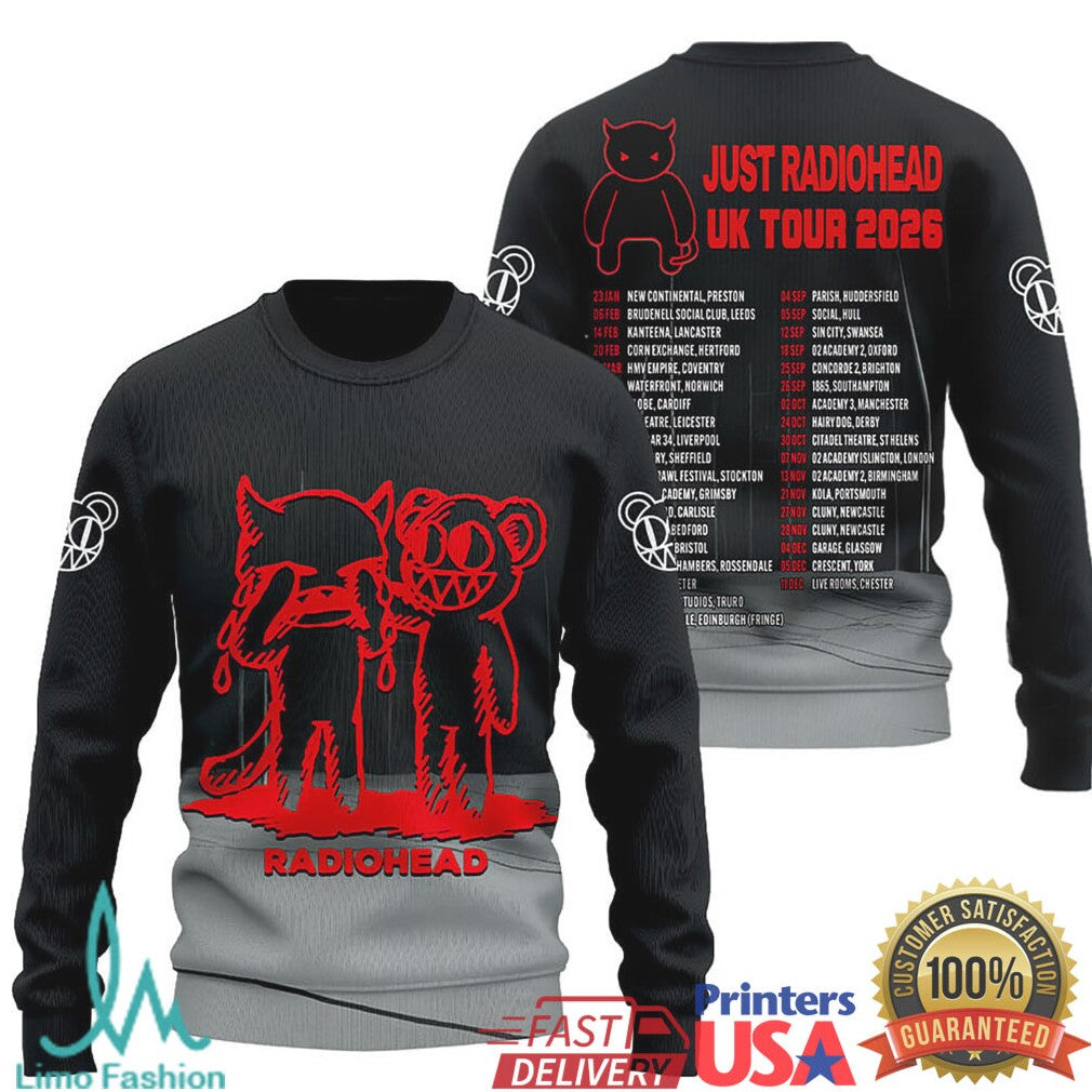 Radiohead Uk Tour 2026 Red Bear Graphic T Shirt - Limotees LLC