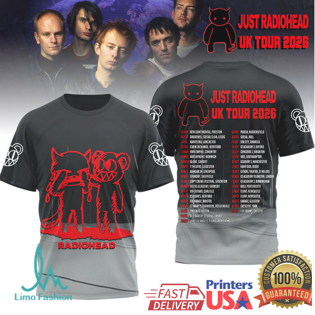 Radiohead Uk Tour 2026 Red Bear Graphic T Shirt - Limotees LLC