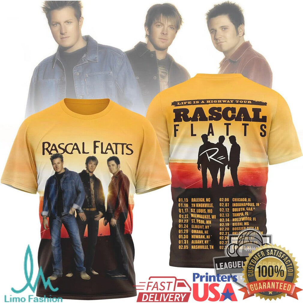 Rascal Flatts “Life Is A Highway” Tour 2026 Sunset Graphic T Shirt - Limotees LLC