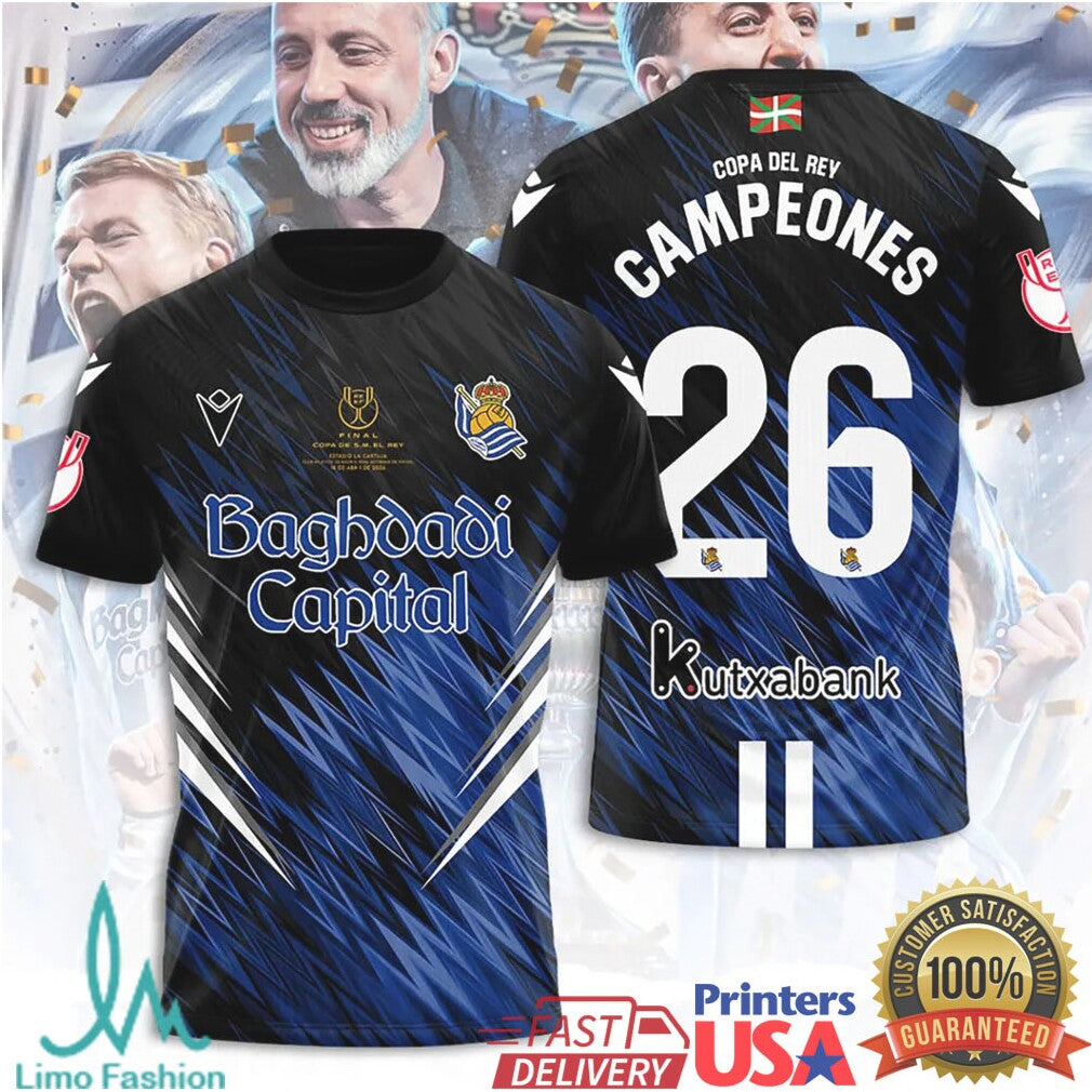 Real Sociedad Copa Del Rey Campeones 2026 Baghdadi Capital Special Edition Jersey T Shirt - Limotees LLC