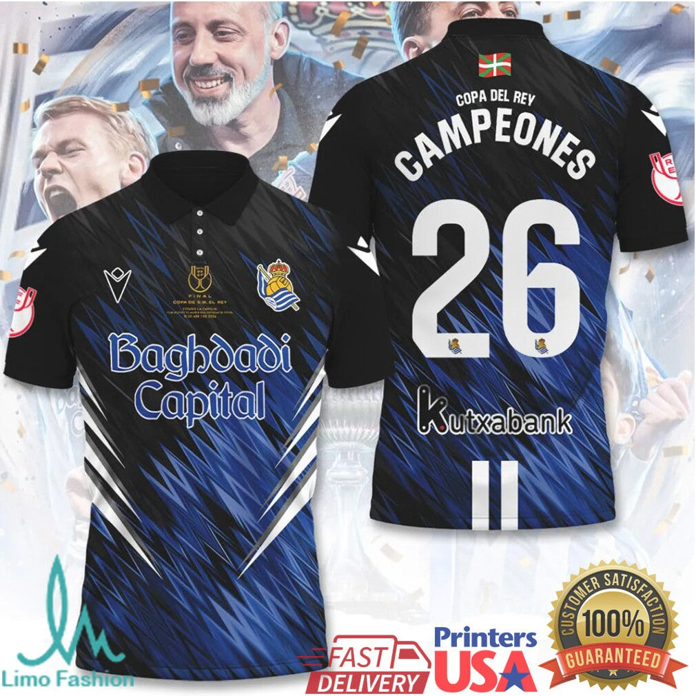 Real Sociedad Copa Del Rey Campeones 2026 Baghdadi Capital Special Edition Jersey T Shirt - Limotees LLC