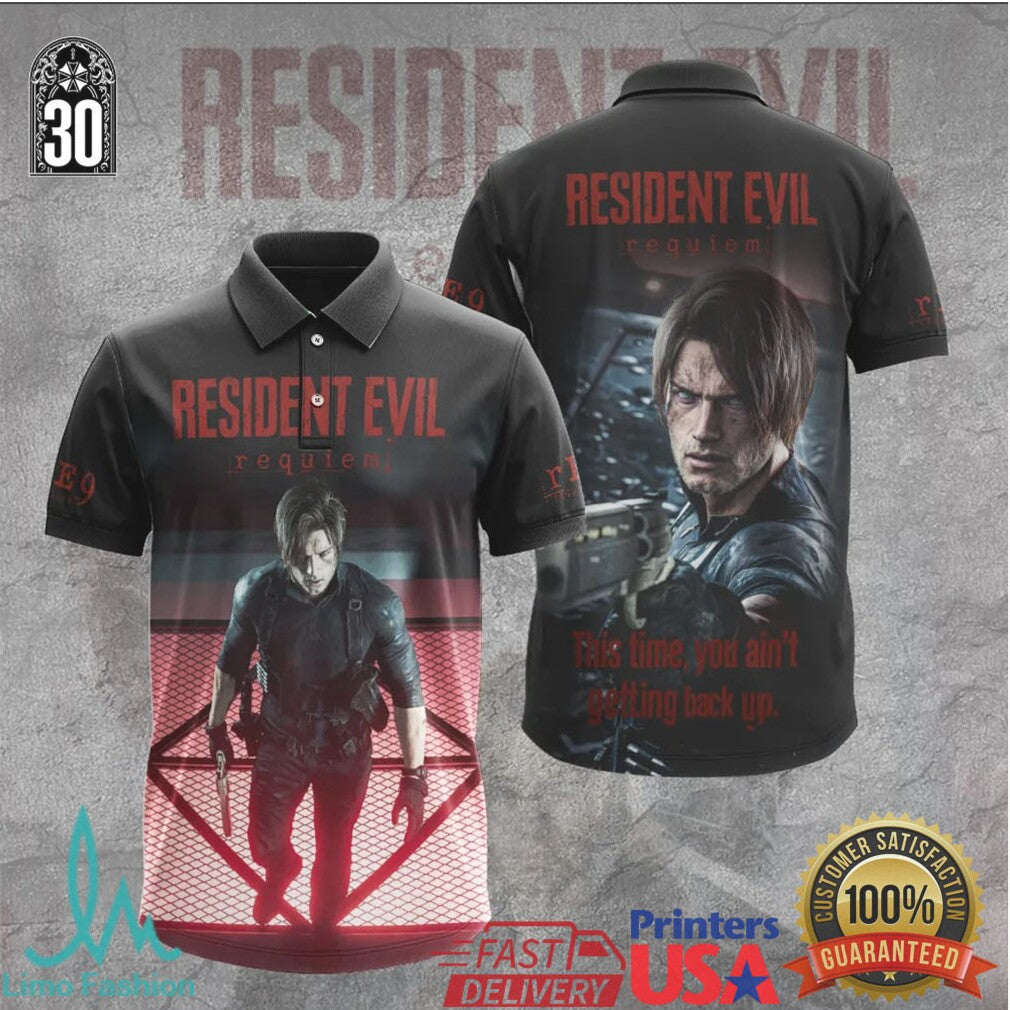Resident Evil 30th Anniversary Leon Kennedy This Time You Aint Getting Back Up T Shirt - Limotees LLC