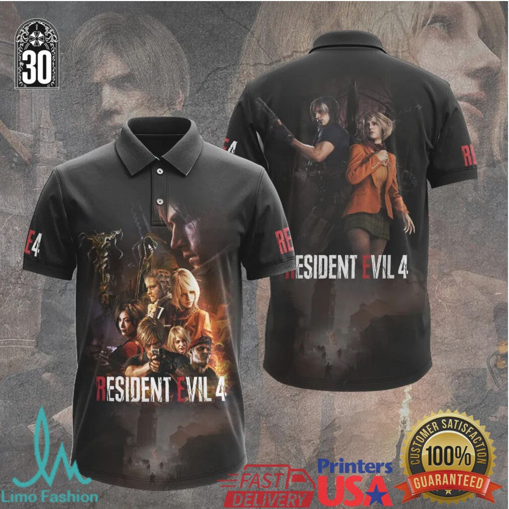 Resident Evil 4 Remake Leon & Ashley Character Art T Shirt - Limotees LLC