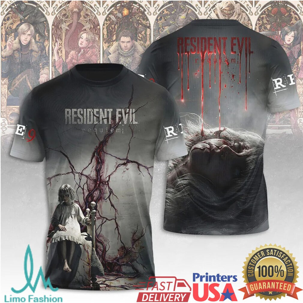Resident Evil 9 Requiem Blood Drip Gothic Horror Video Game Fan Apparel T Shirt - Limotees LLC