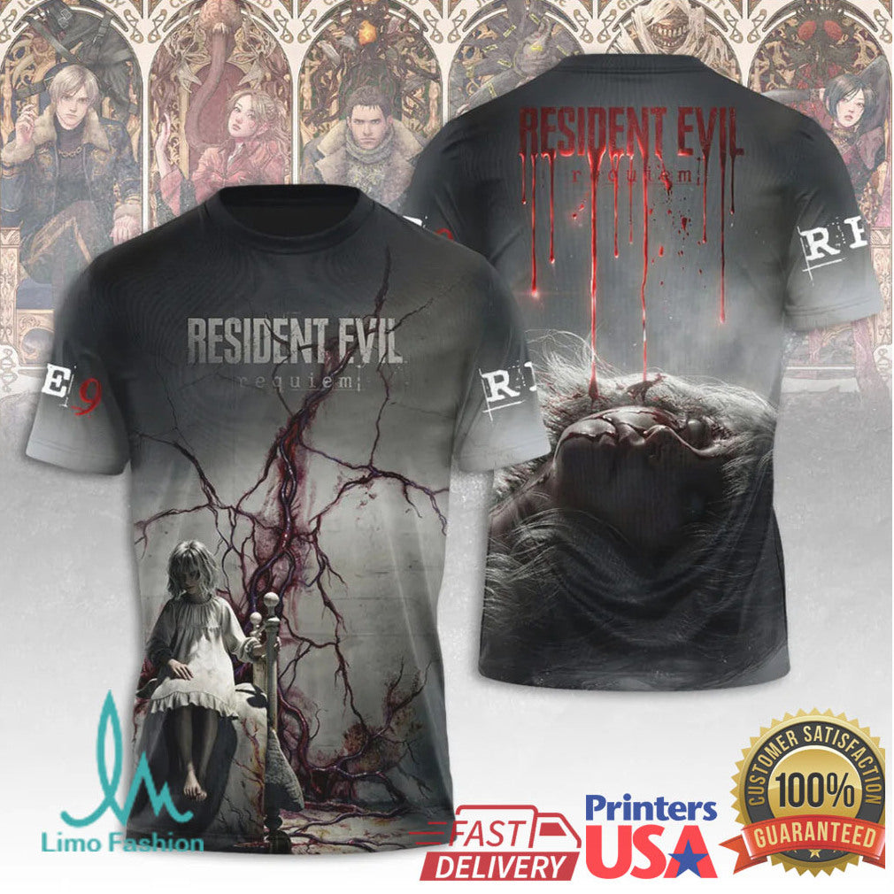 Resident Evil 9 Requiem Blood Drip Gothic Horror Video Game Fan Apparel T Shirt - Limotees LLC