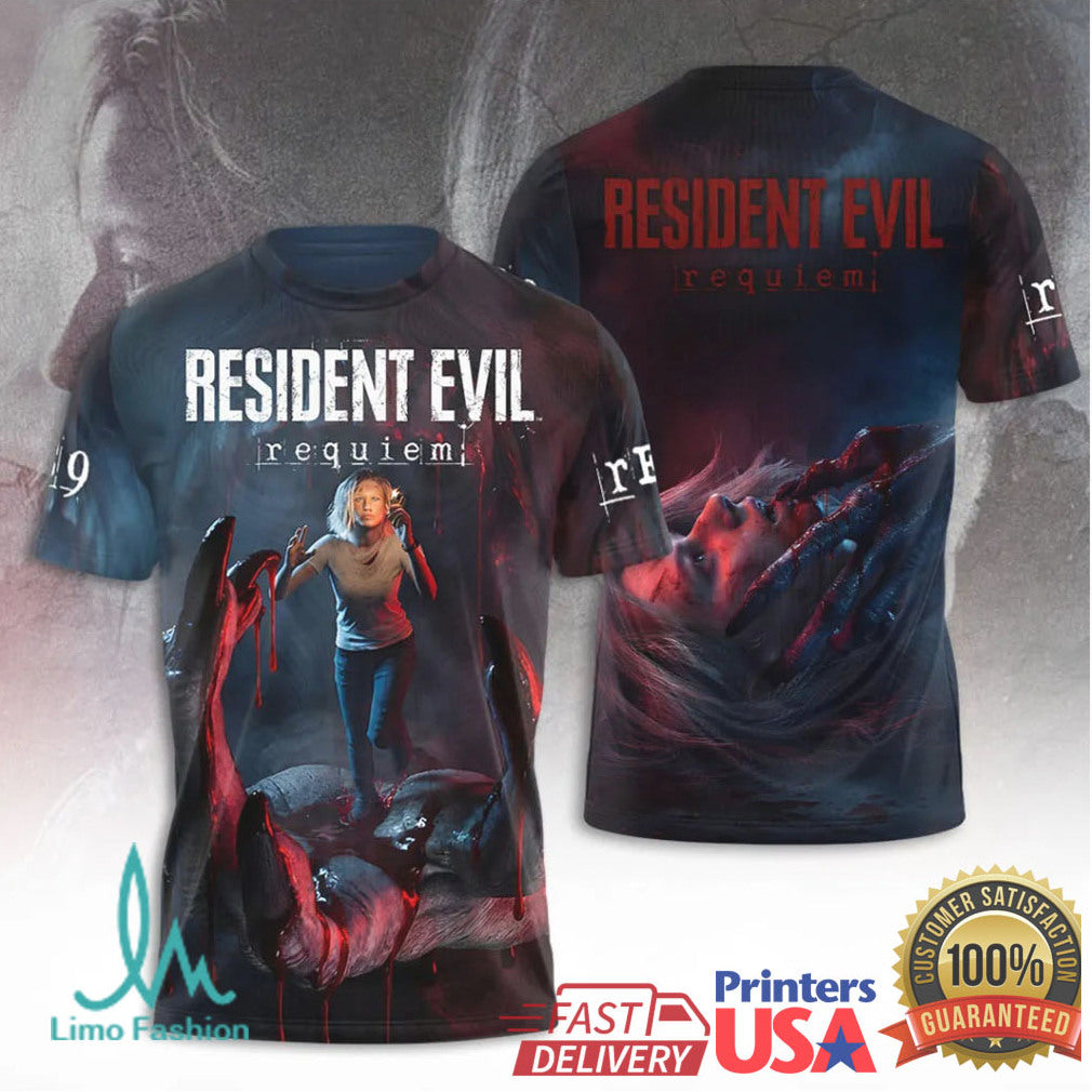 Resident Evil 9 Requiem Game Poster Art Survival Horror Fans Vintage Style T Shirt - Limotees LLC