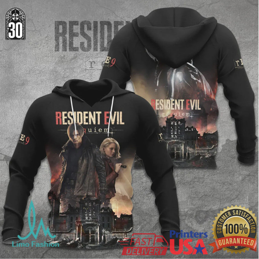 Resident Evil Requiem Leon & Ashley Cinematic Poster T Shirt - Limotees LLC