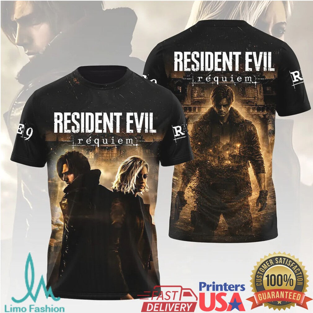Resident Evil Requiem Leon Kennedy Ashley Graham Video Game Retro Men Women Fans T Shirt - Limotees LLC