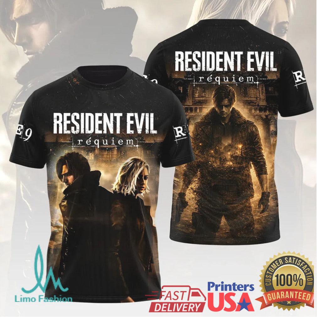 Resident Evil Requiem Leon Kennedy Ashley Graham Video Game Retro Men Women Fans T Shirt - Limotees LLC