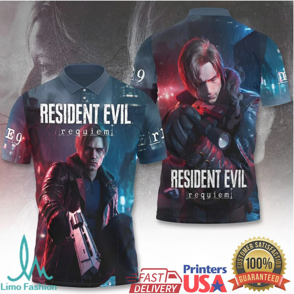 Resident Evil Requiem Leon S. Kennedy Video Game Action Retro Men Women T Shirt - Limotees LLC