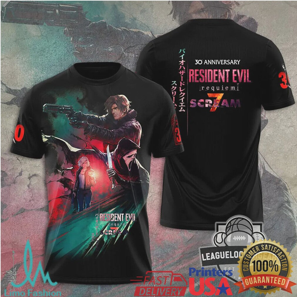Resident Evil x Scream Mashup 30th Anniversary Horror T Shirt - Limotees LLC