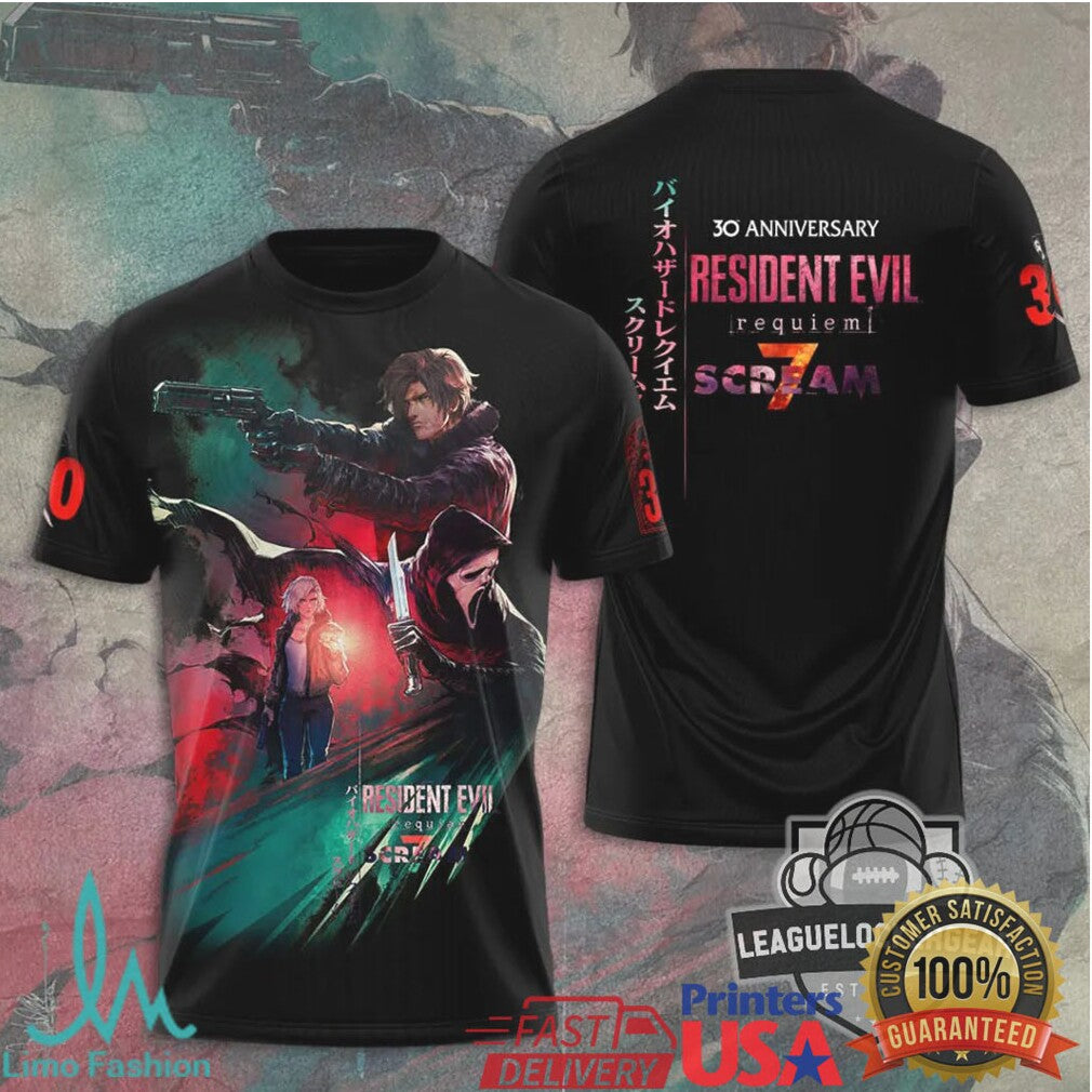 Resident Evil x Scream Mashup 30th Anniversary Horror T Shirt - Limotees LLC