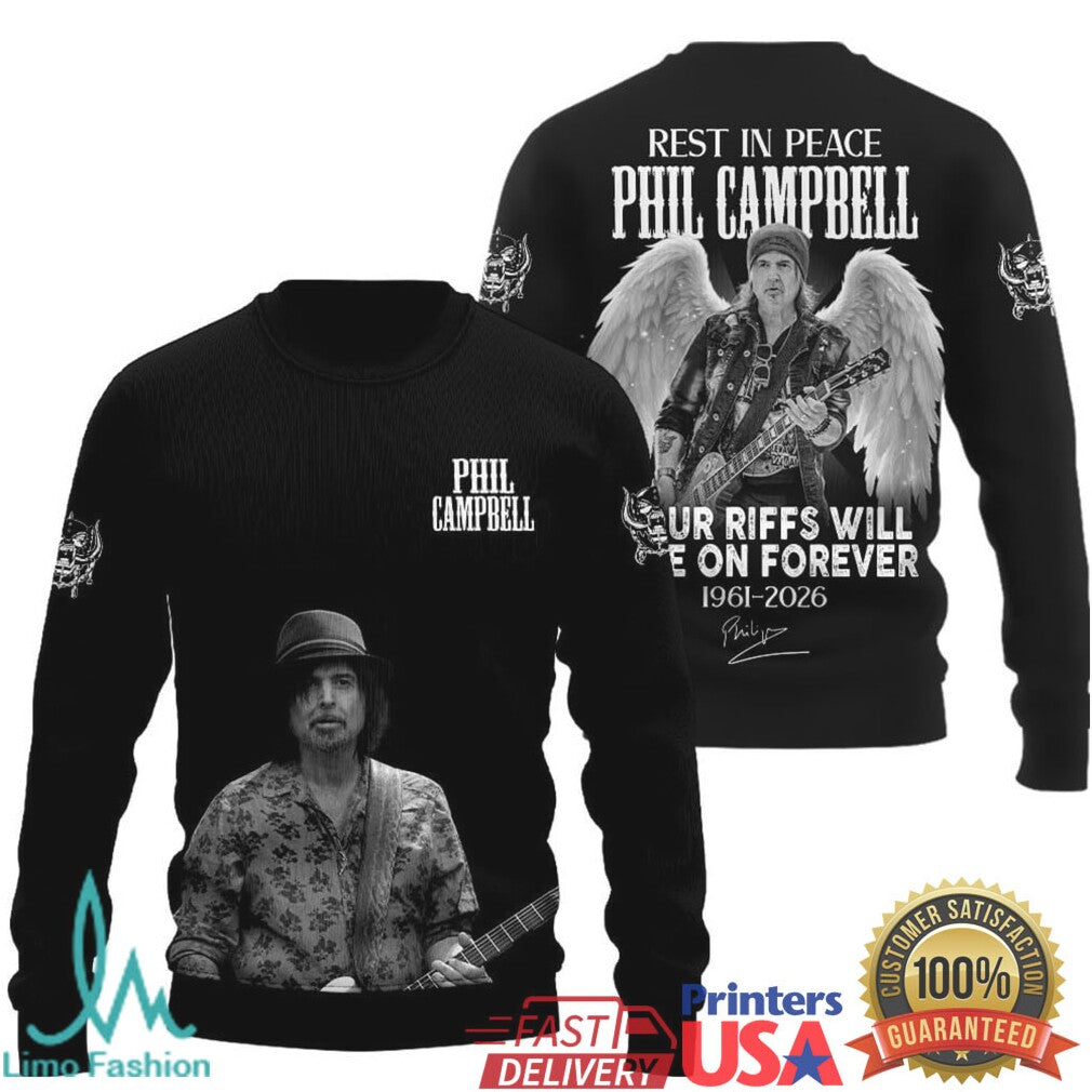 Rest In Peace Phil Campbell Your Riffs Will Live On Tribute T Shirt - Limotees LLC