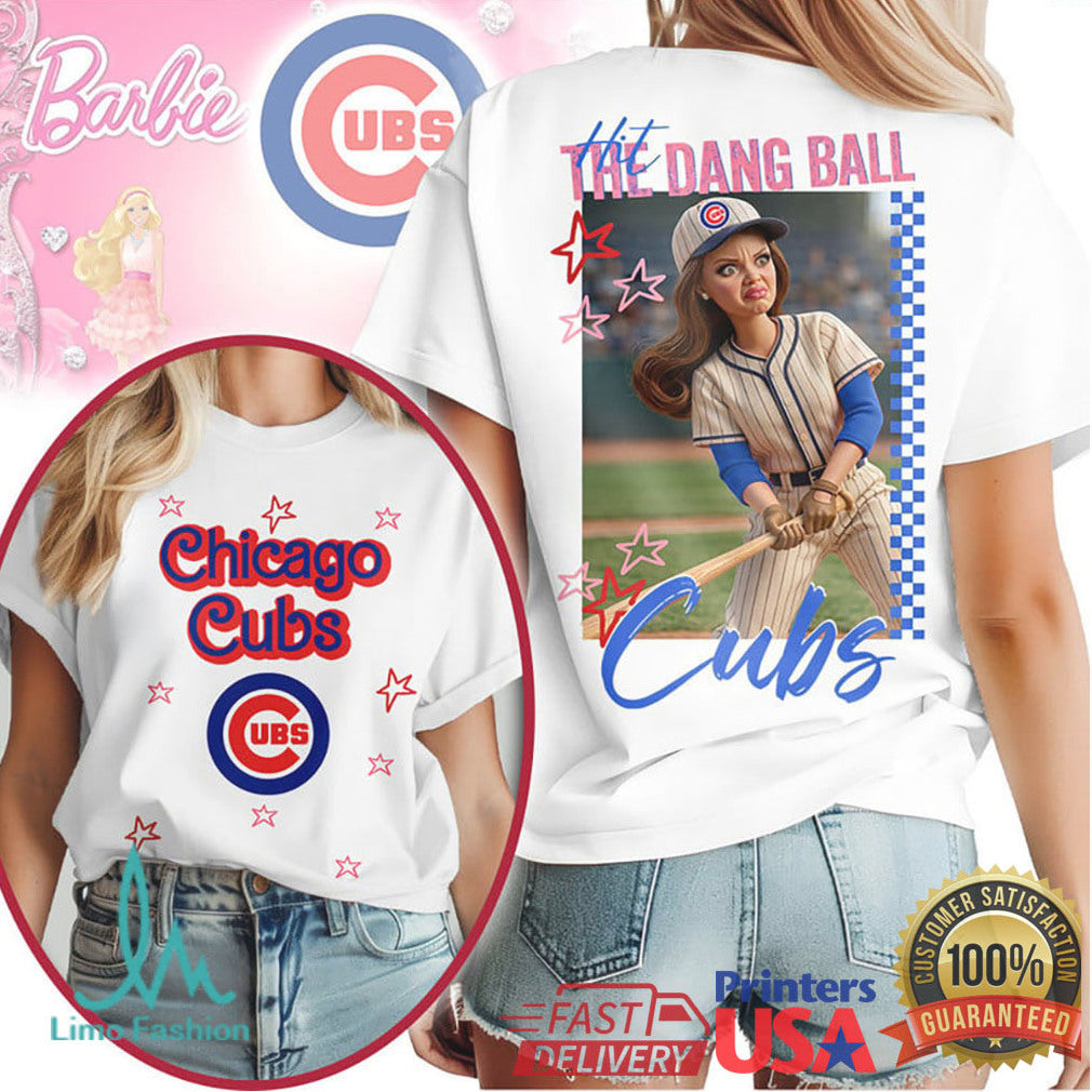 Retro Barbie Style Chicago Cubs Baseball Hit The Dang Ball T Shirt - Limotees LLC