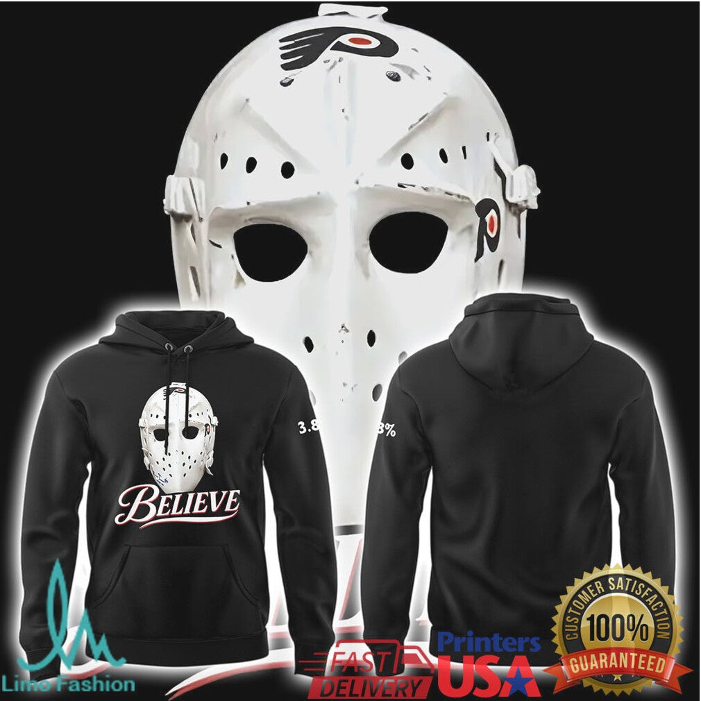 Retro Flyers Goalie Mask “Believe” Graphic T Shirt Black Edition