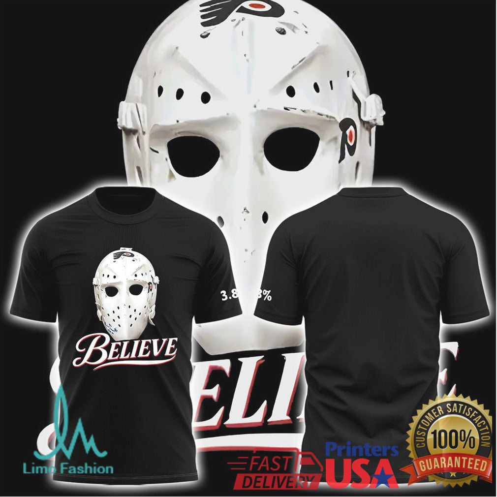 Retro Flyers Goalie Mask “Believe” Graphic T Shirt Black Edition