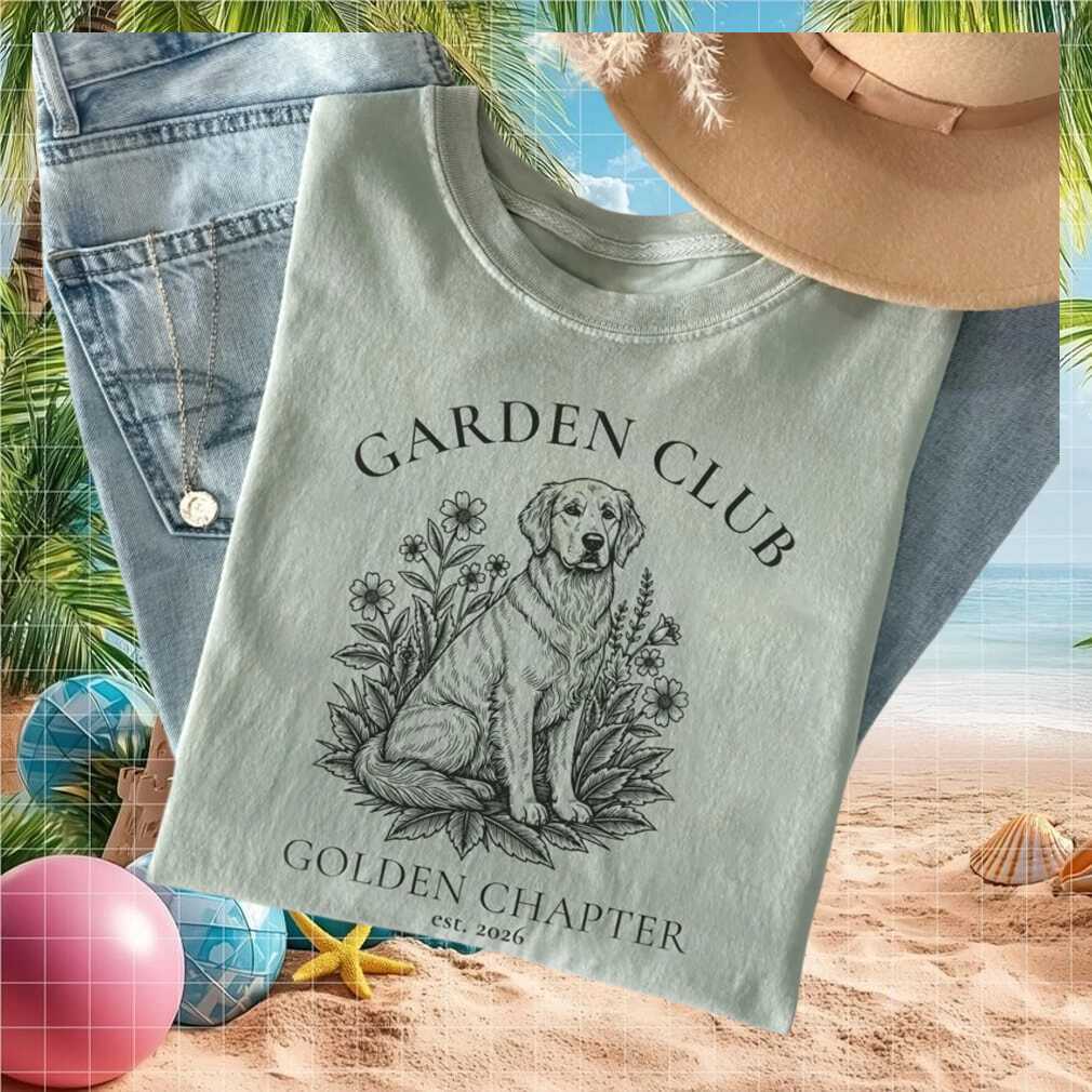 Retro Golden Retriever Garden Club Floral Plant Lover Aesthetic T Shirt - Limotees LLC