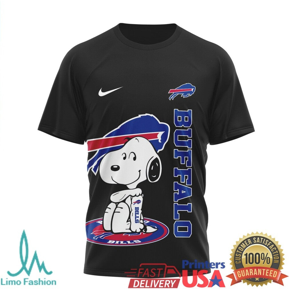 Retro Snoopy Buffalo Bills T Shirt Official Logo Peanuts Football Fan Apparel - Limotees LLC