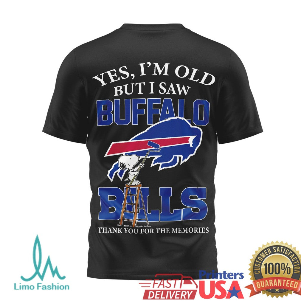 Retro Snoopy Buffalo Bills T Shirt Official Logo Peanuts Football Fan Apparel - Limotees LLC