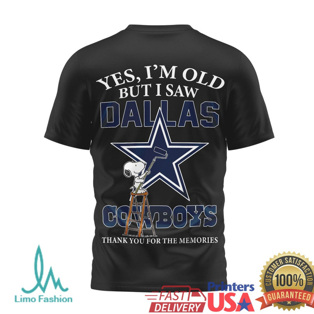 Retro Snoopy Dallas Cowboys NFL Fan T Shirt Yes I'm Old Sports Graphic T Shirt - Limotees LLC