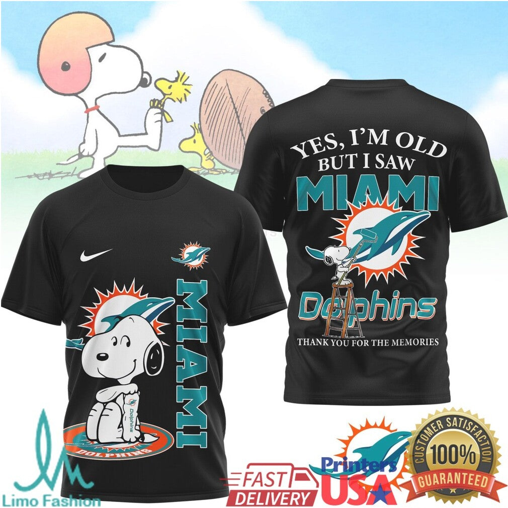 Retro Snoopy Miami Dolphins NFL T Shirt Thank You For The Memories Fan T Shirt - Limotees LLC