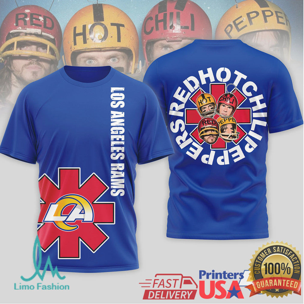 Los Angeles Rams Official NFL Red Hot Chilli Peppers 3D Shirt - Limotees LLC