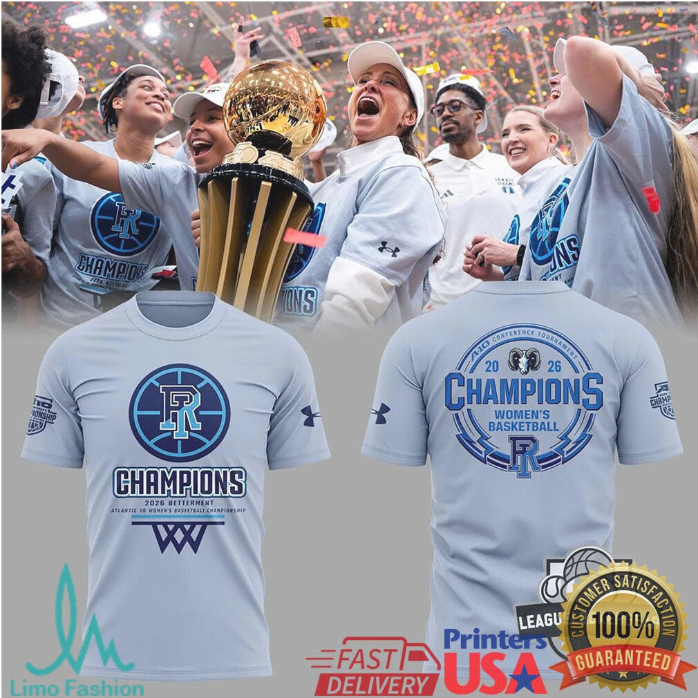 Rhode Island Rams 2026 Atlantic 10 Women's Basketball Tournament Champions T Shirt - Limotees LLC