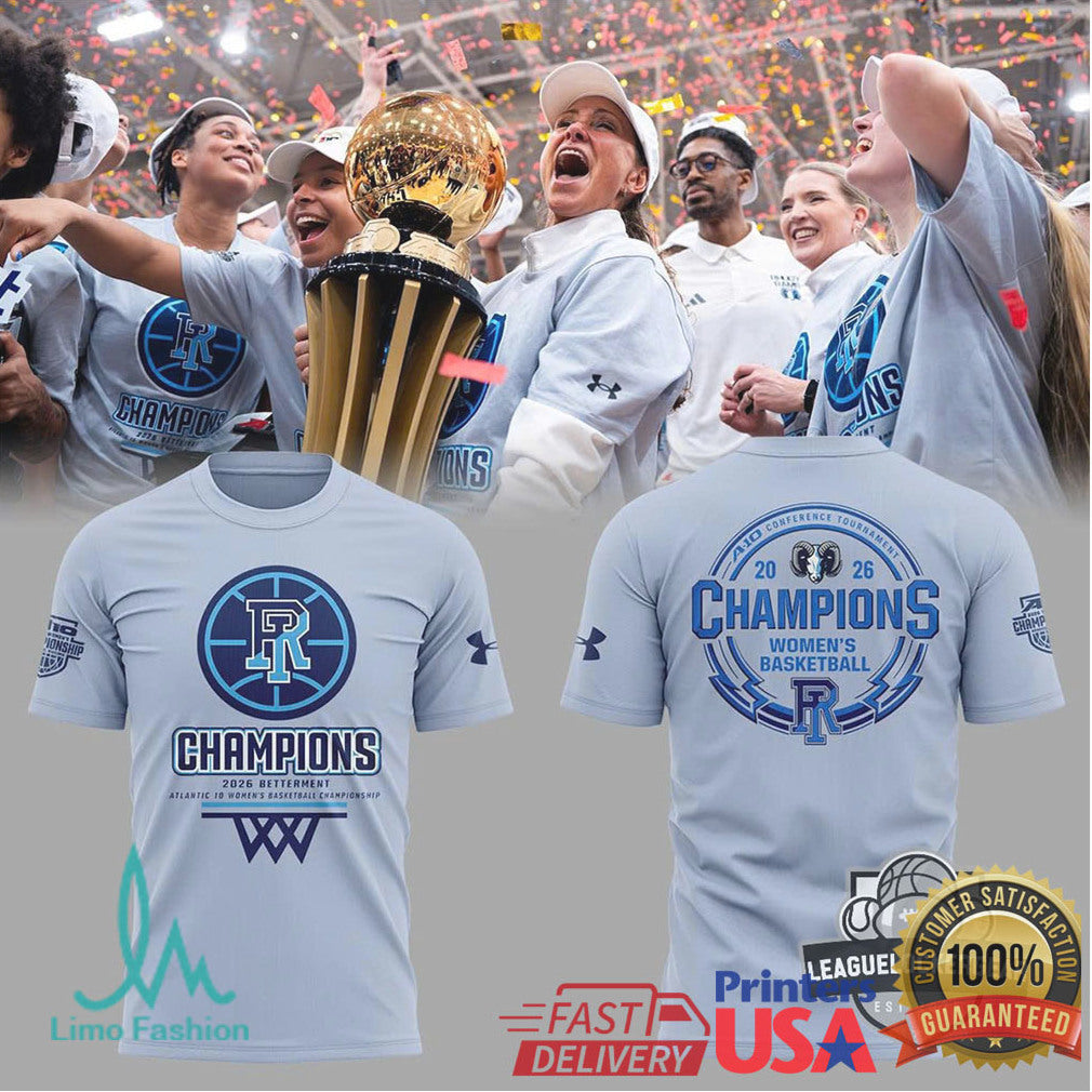 Rhode Island Rams 2026 Atlantic 10 Women's Basketball Tournament Champions T Shirt - Limotees LLC
