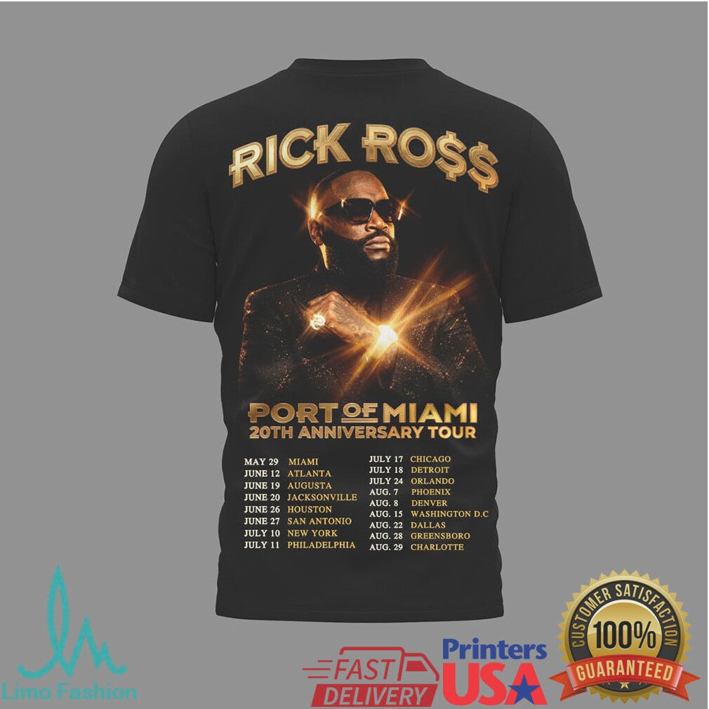 Rick Ross Port of Miami 20th Anniversary Tour T Shirt Rich by Rick Ross - Limotees LLC