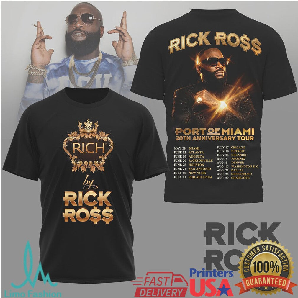 Rick Ross Port of Miami 20th Anniversary Tour T Shirt Rich by Rick Ross - Limotees LLC