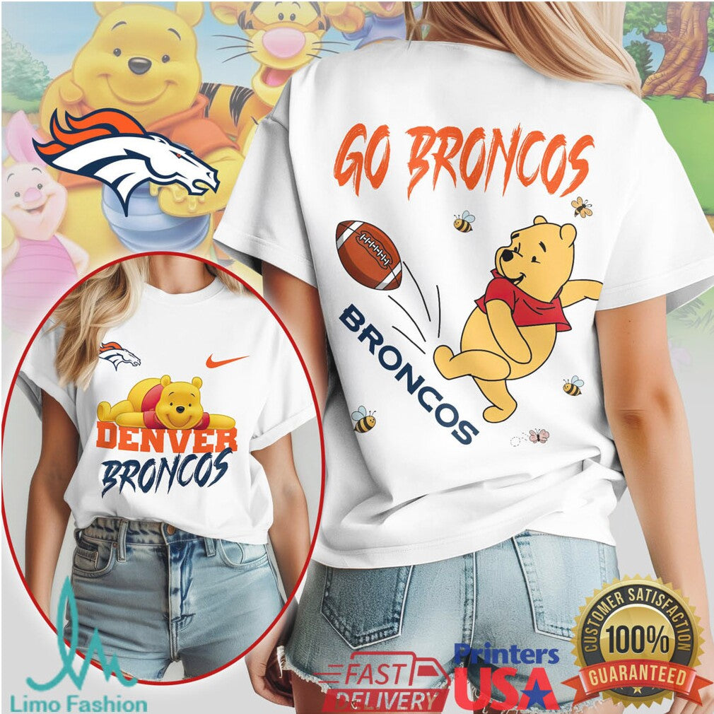 Denver Broncos Official NFL Winnie The Pooh Go Shirt - Limotees LLC