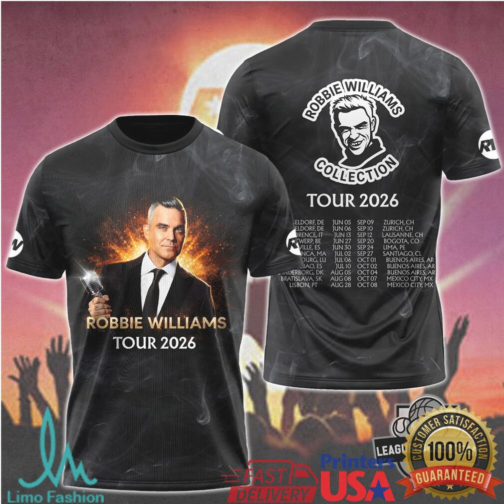 Robbie Williams Collection World Tour 2026 Graphic T Shirt - Limotees LLC