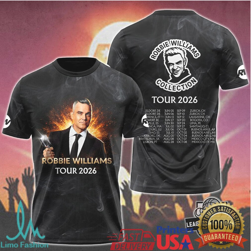 Robbie Williams Collection World Tour 2026 Graphic T Shirt - Limotees LLC