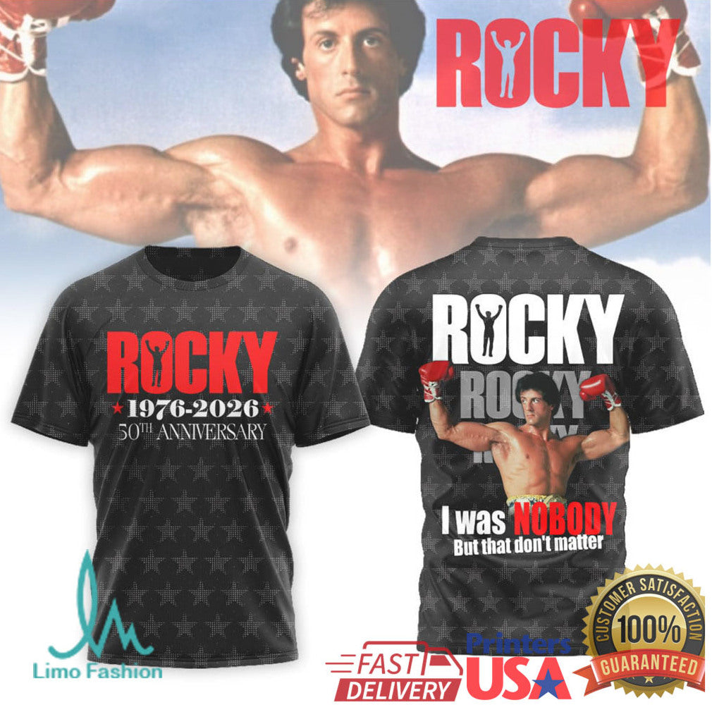 Rocky 50th Anniversary 1976 2026 I Was Nobody Tribute Apparel Collection - Limotees LLC