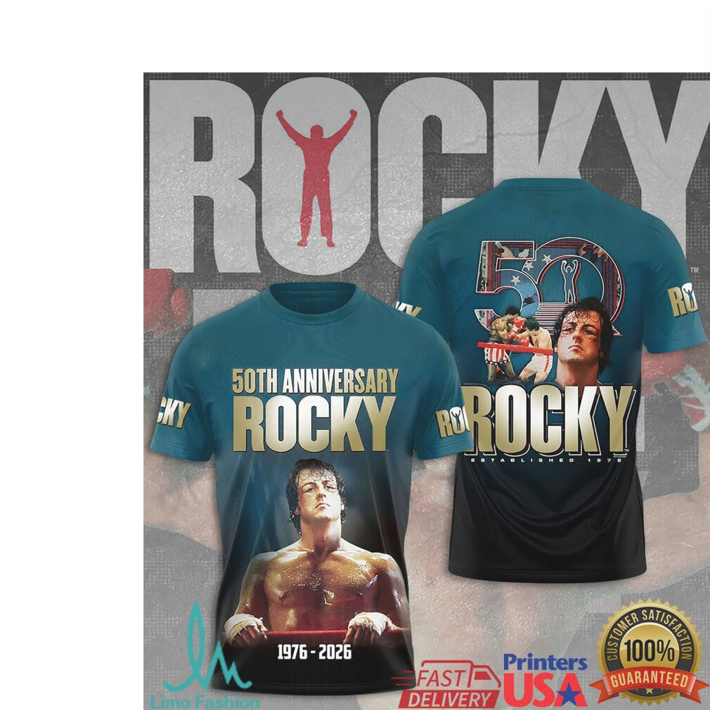 Rocky Balboa 50th Anniversary 1976 2026 Sylvester Stallone Boxing T Shirt - Limotees LLC