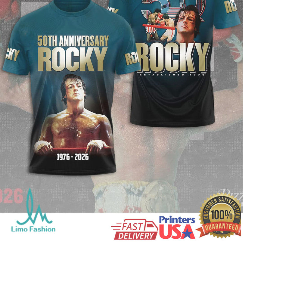 Rocky Balboa 50th Anniversary 1976 2026 Sylvester Stallone Boxing T Shirt - Limotees LLC