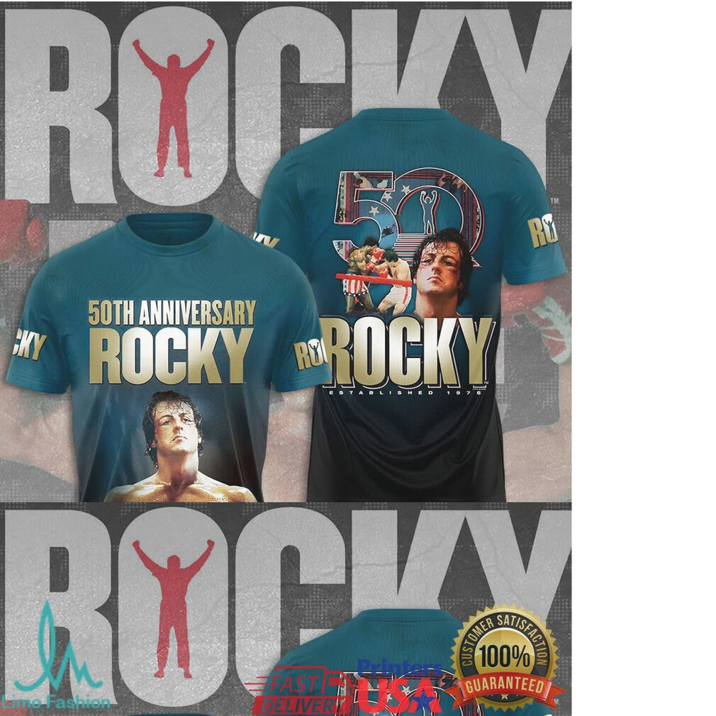 Rocky Balboa 50th Anniversary 1976 2026 Sylvester Stallone Boxing T Shirt - Limotees LLC