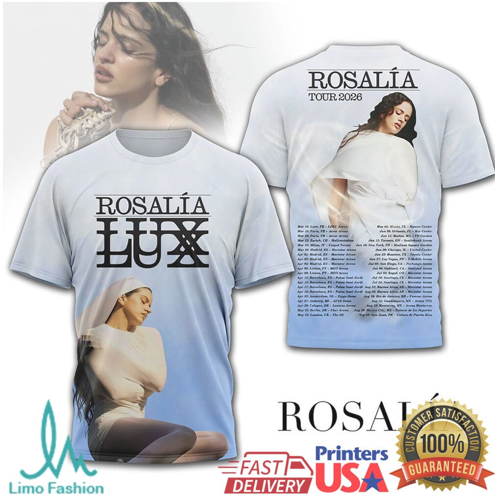 Rosalía LUX World Tour 2026 Graphic Concert T Shirt - Limotees LLC