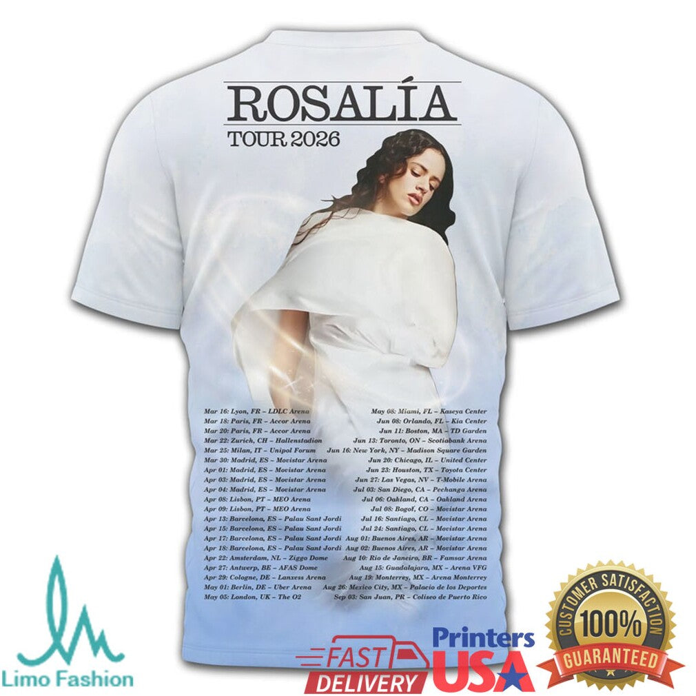 Rosalía LUX World Tour 2026 Graphic Concert T Shirt - Limotees LLC